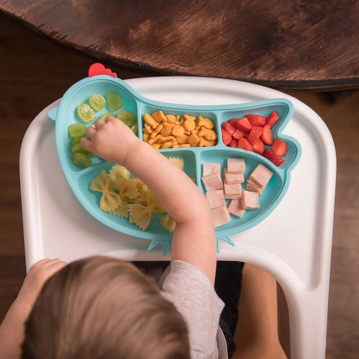 Silicone Suction Divided Plate - Chicken