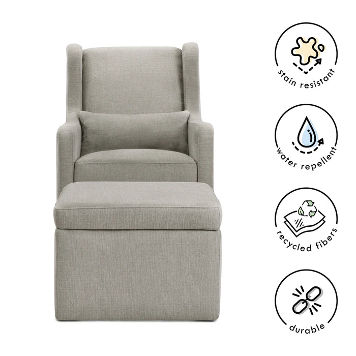 Adrian Swivel Glider with Storage Ottoman | Water Repellent & Stain Resistant Fabric