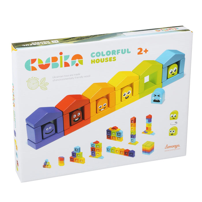Colorful Houses Wooden Blocks Set