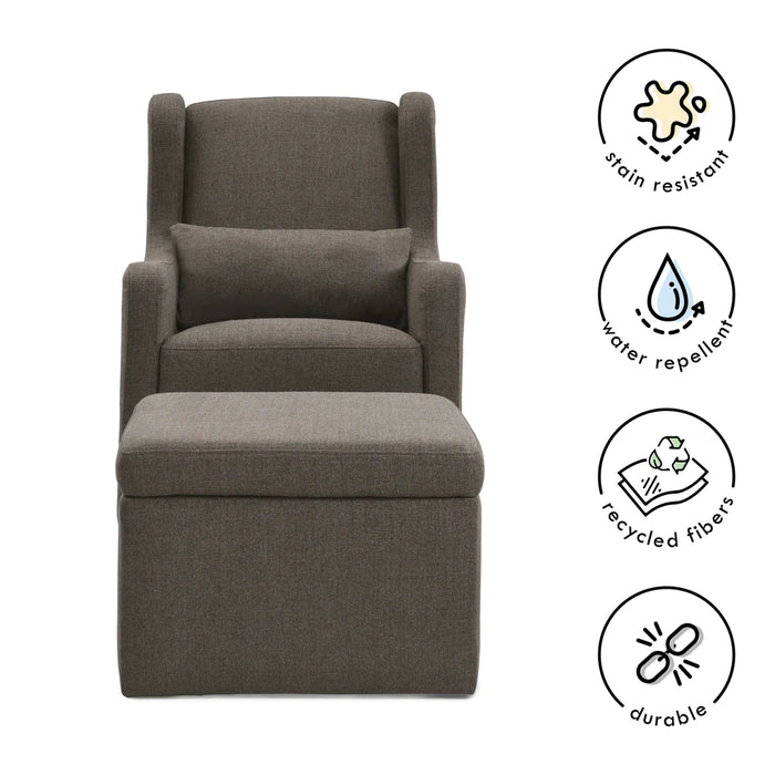 Adrian Swivel Glider with Storage Ottoman | Water Repellent & Stain Resistant Fabric