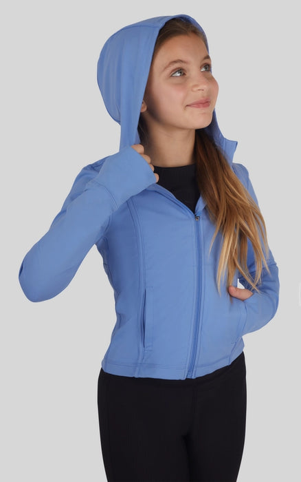 Girls Full Zip Active Jacket with Hood In Granda Sky