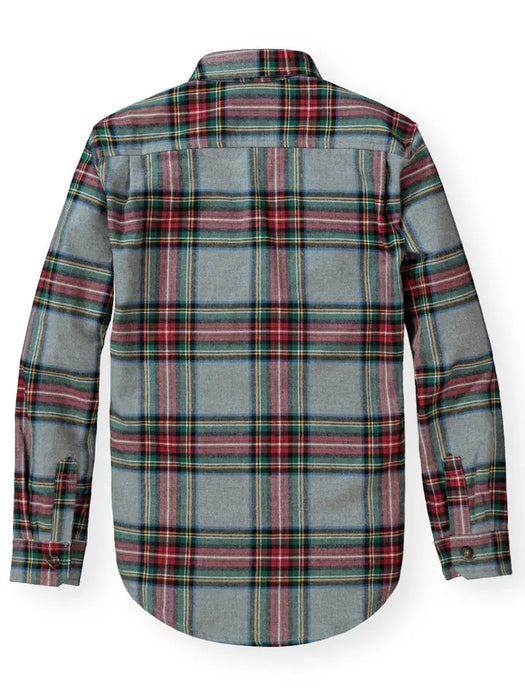 Brushed Flannel Button Down Shirt Gray Holiday Tartan