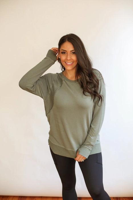 Sage Free Flowing Long Sleeve Nursing Top