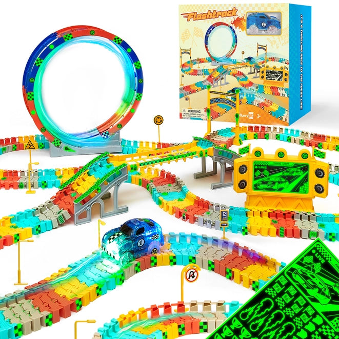 Flashtrack Glow in the Dark Racing & Building Track Set