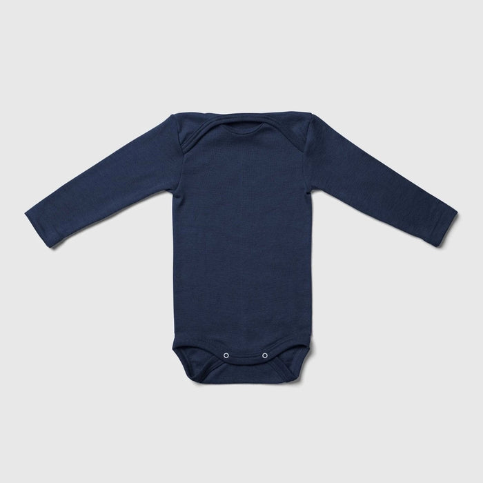 Navy Organic Wool/Silk Long Sleeve Bodysuit