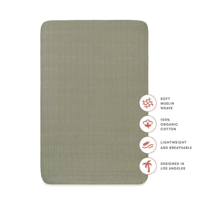 Matcha Organic Muslin Mini Crib Sheet