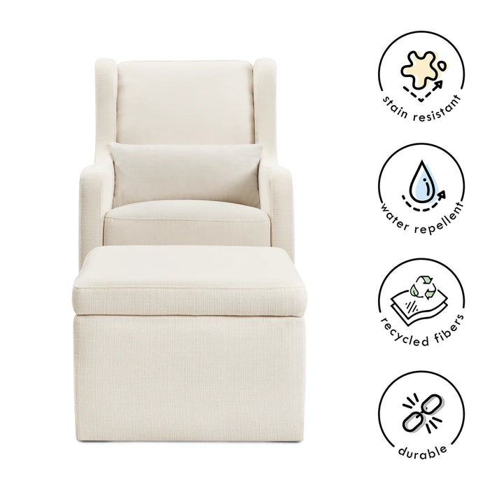 Adrian Swivel Glider with Storage Ottoman | Water Repellent & Stain Resistant Fabric