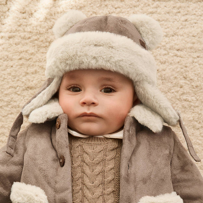 Cinnamon Faux Suede Hat with Ears