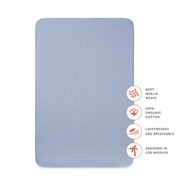 Dewdrop Organic Muslin Mini Crib Sheet