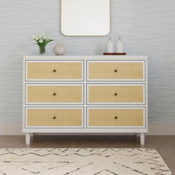 Marin with Cane 6 Drawer Assembled Dresser