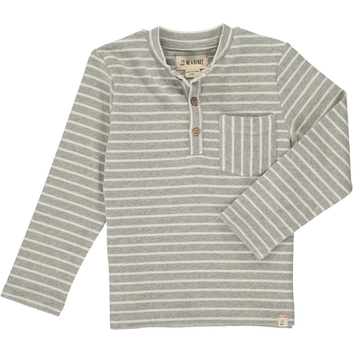 Gray Stripe Flagstop Henley Top