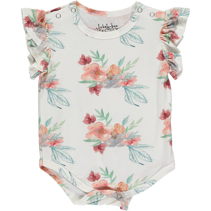 Summer Blooms Flutter Sleeve Bodysuit