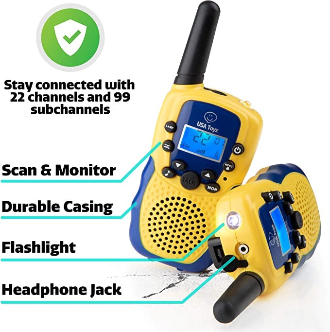 Explorer  Pack Yellow And Blue Vox Box Walkie Talkies and Binoculars | USA Toyz