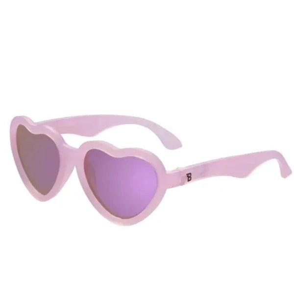 Polarized Heart: Frosted Pink & Purple Mirrored Lens Sunglasses (0-2)