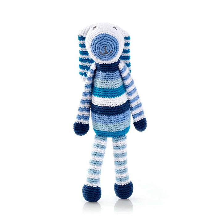 Blue Stripey Rattle Bunny | Pebble