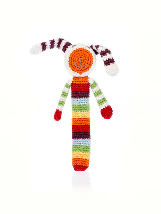 Rainbow Bunny Rattle Stick | Pebble