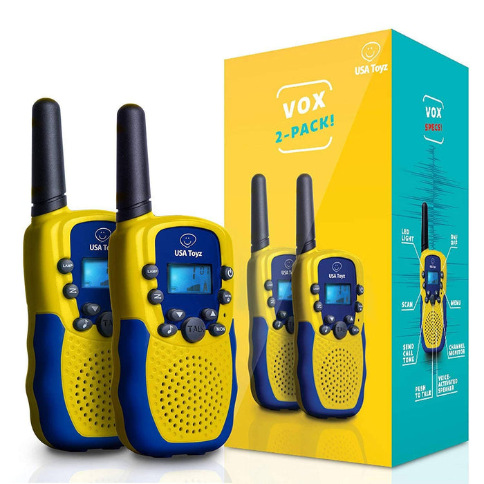 Yellow and Blue Vox Box Walkie Talkies | USA Toyz