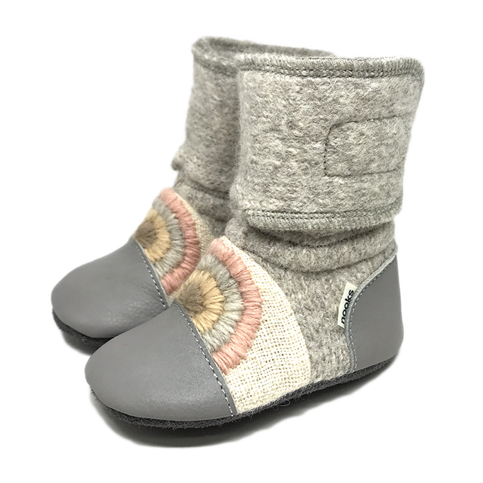 Rainbow Moon Felted Wool Booties | Nooks Design