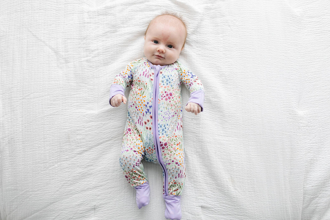 Flower Fields Bamboo Convertible Romper/Sleeper | Little Sleepies