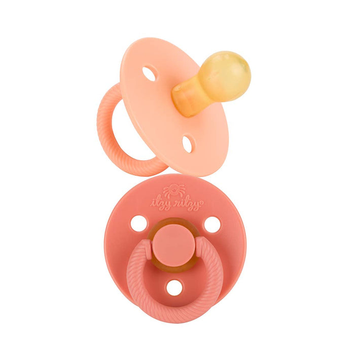 Apricot & Terra Cotta Natural Rubber Itzy Soother Pacifier - 2 Pack