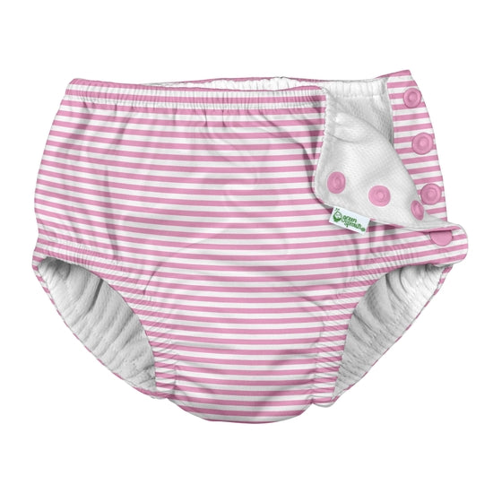 Light Pink Pinstripe Snap Reusable Swim Diaper | Green Sprouts