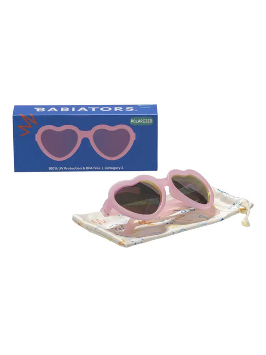 Polarized Heart: Frosted Pink & Purple Mirrored Lens Sunglasses (0-2)