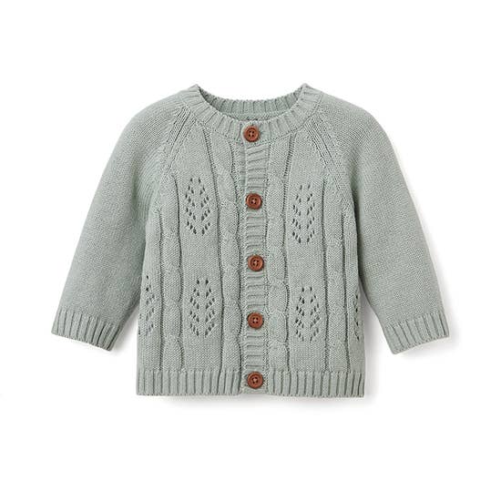 Sage Leaf Knit Cardigan | Elegant Baby