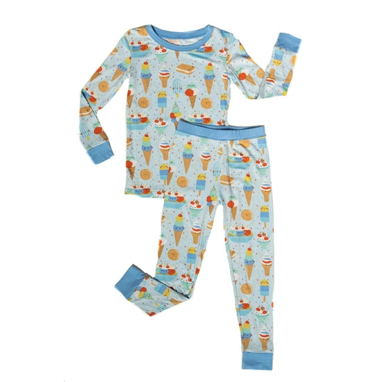 Blueberry Ice Cream Social Two-Piece Bamboo Pajama Set