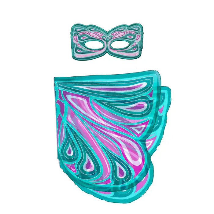 Green Fortune Fairy Wings & Mask Costume