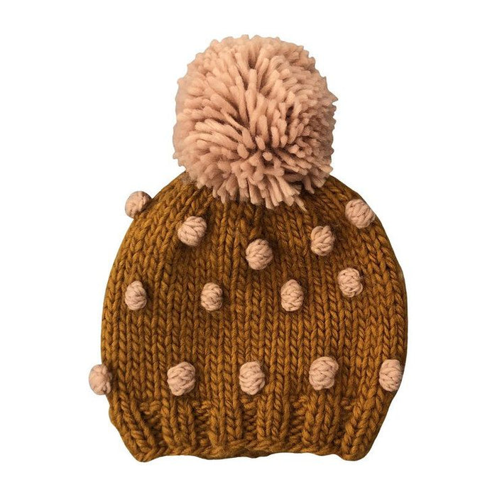 Mustard/Pink Popcorn Knit Hat | The Blueberry Hill