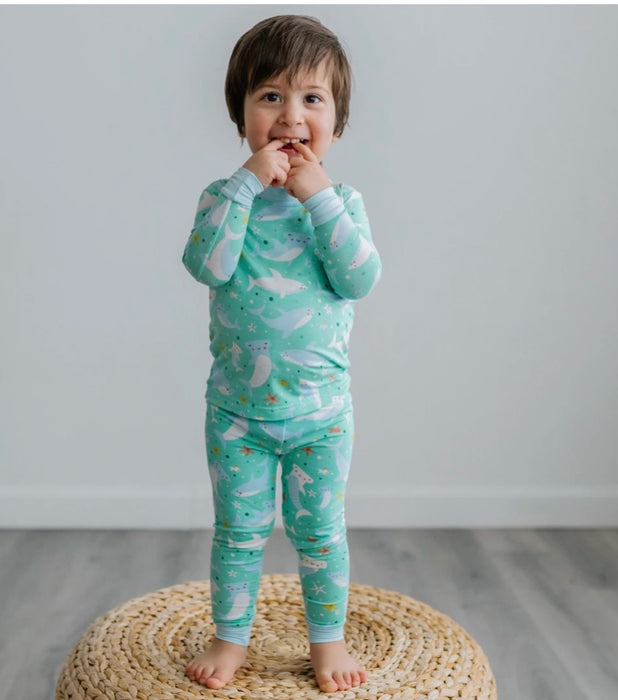 Shark Soiree Two-Piece Bamboo Pajama Set | Little Sleepies