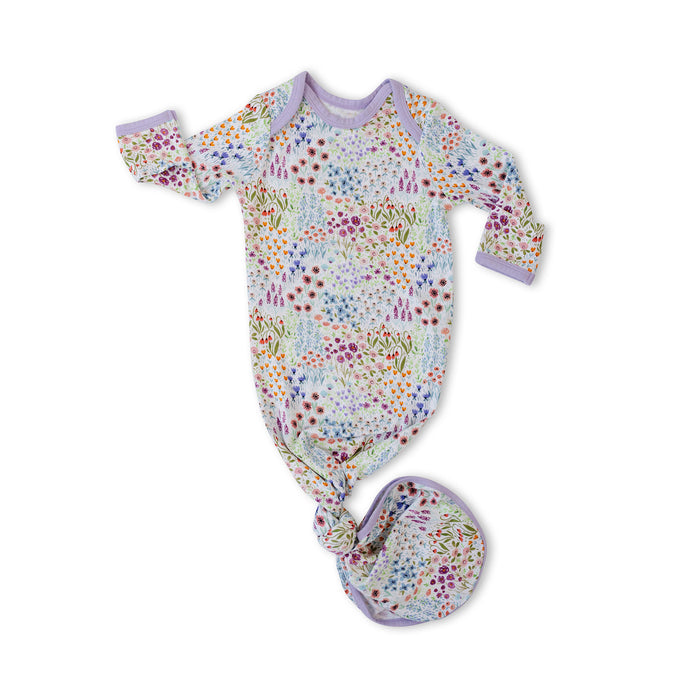 Flower Fields Bamboo Infant Knotted Gown | Little Sleepies