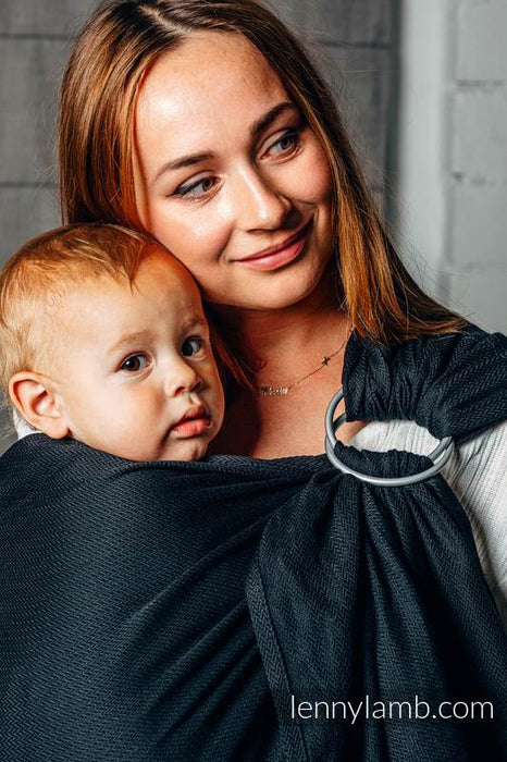 Little Herringbone Black Ebony Gathered Shoulder Ring Sling | Basic Line 100% Cotton | 1.8 Meters