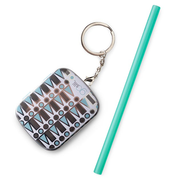 Teal Reusable Silicone Straw & Keychain Case | GoSili