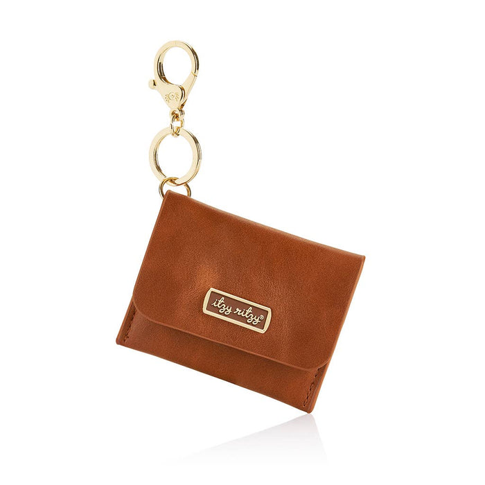 Cognac Itzy Mini Wallet Card Holder & Keychain Charm