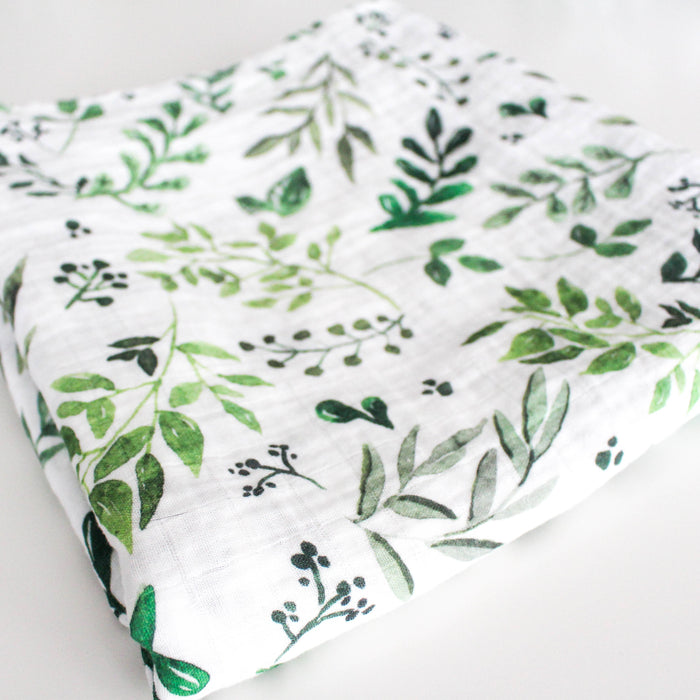 Farmhouse Foliage Watercolor Swaddle Blanket | Chelsea and Marbles