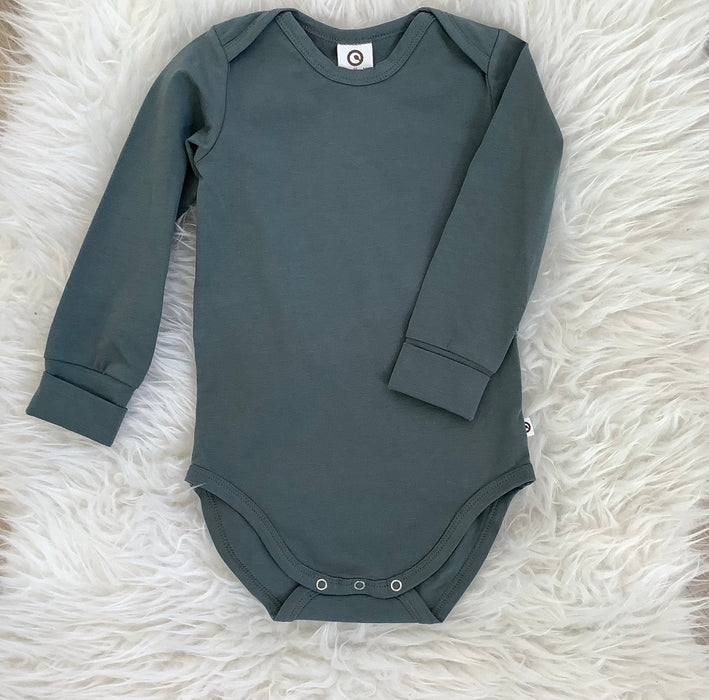 Green Comfy Cozy Me Long Sleeve Bodysuit