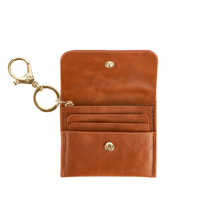 Cognac Itzy Mini Wallet Card Holder & Keychain Charm