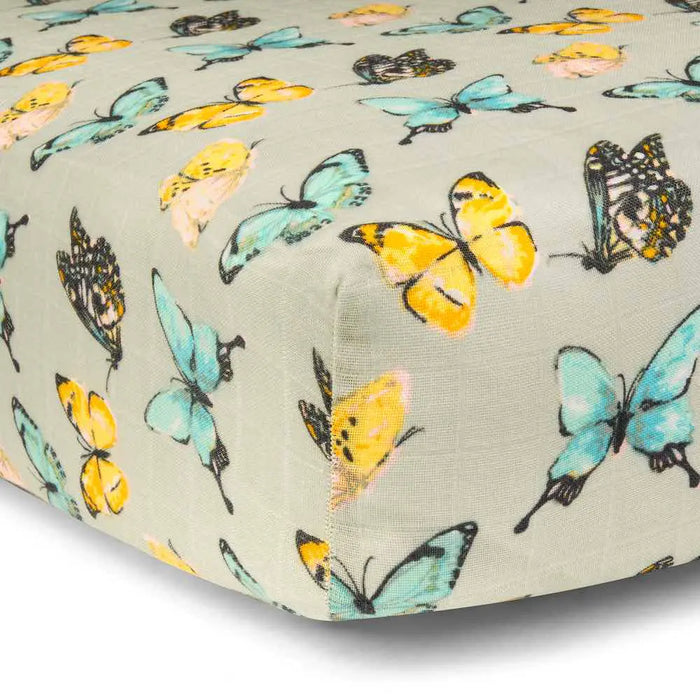 Butterfly Bamboo Muslin Fitted Crib Sheet