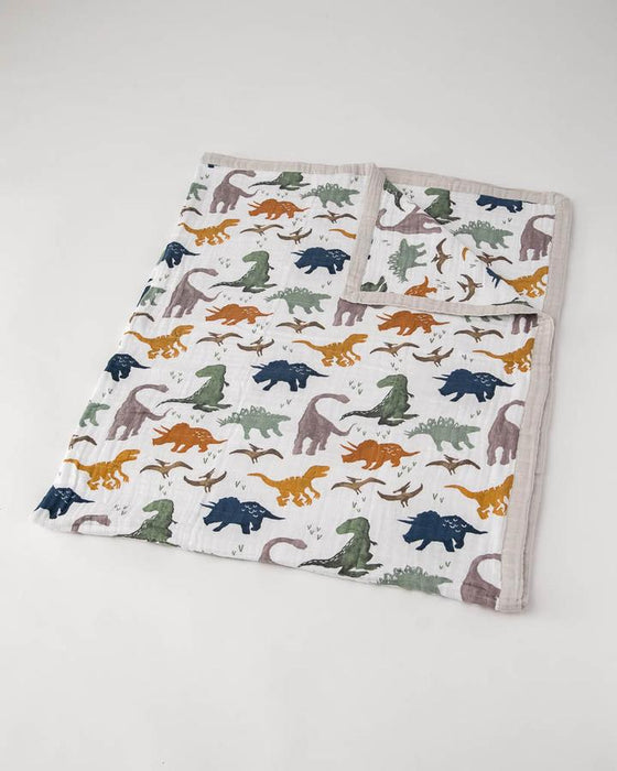 Dino Friends Cotton Muslin Big Kid Quilt | Little Unicorn