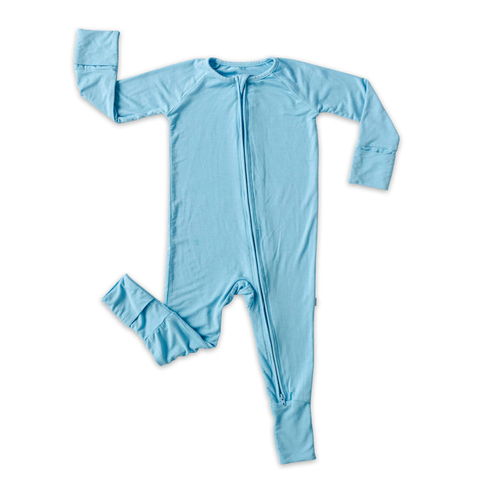 Sky Blue Bamboo Convertible Romper/Sleeper | Little Sleepies