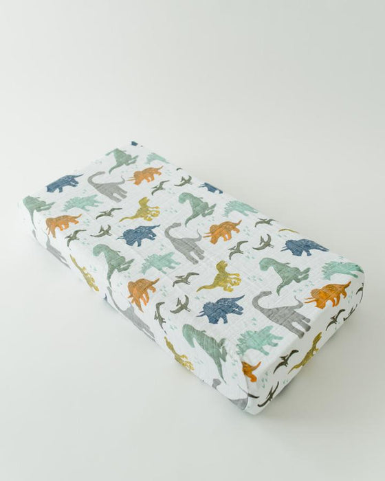 Dino Friends Cotton Muslin Changing Pad Cover | Little Unicorn