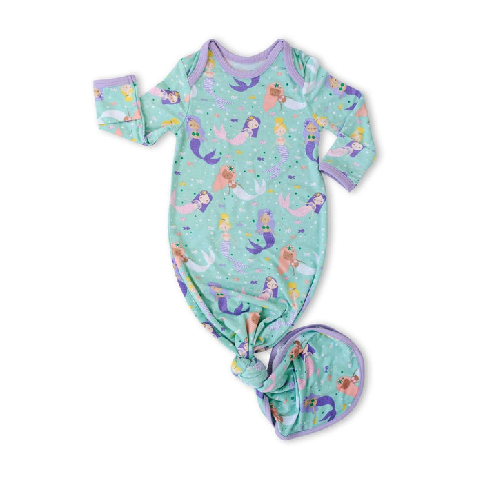 Mermaid Magic Bamboo Infant Knotted Gown | Little Sleepies