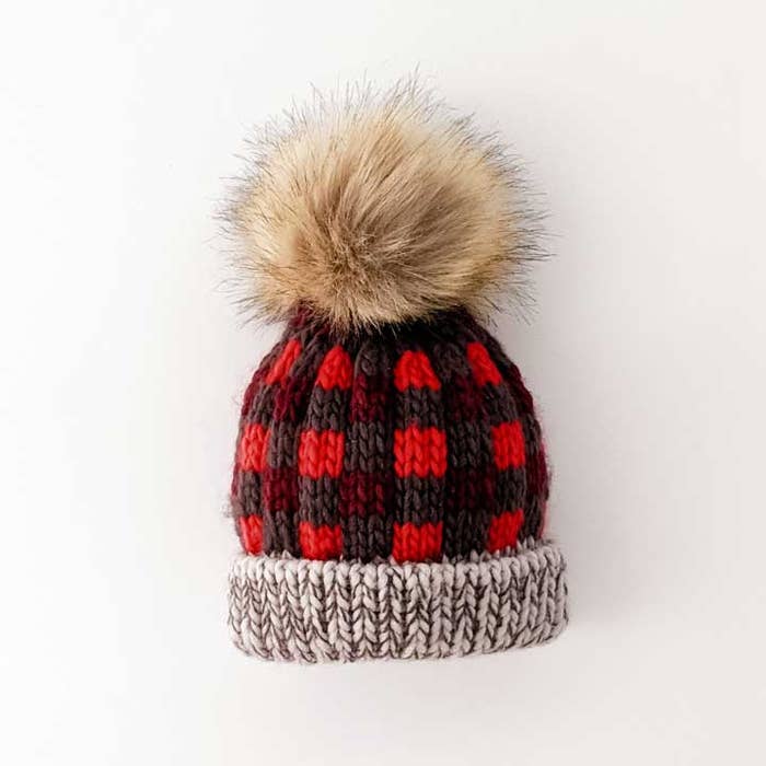 Buffalo Check Pom Pom Beanie Hat