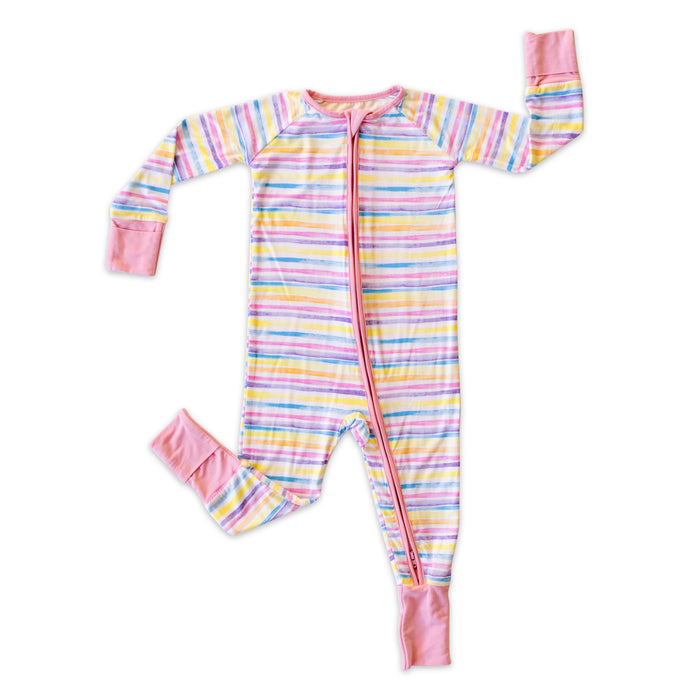 Sunrise Stripes Bamboo Convertible Romper/Sleeper | Little Sleepies