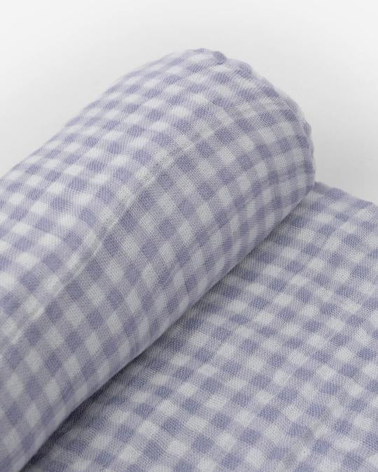 Lavender Gingham Muslin Swaddle Blanket | Little Unicorn