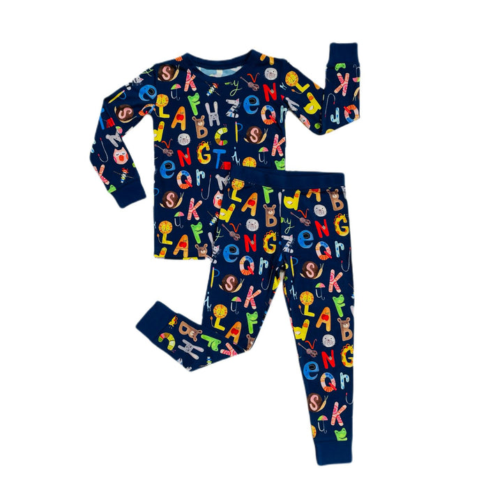 Alphabet Friends Two-Piece Bamboo Pajama Set | Little Sleepies