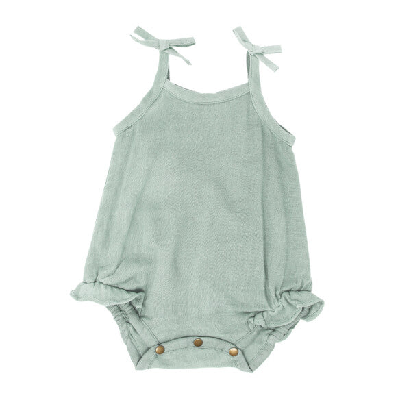 Green Tea Organic Muslin Tie Shoulder Bodysuit