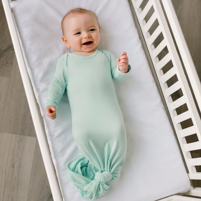 Aquamarine Bamboo Infant Knotted Gown | Little Sleepies