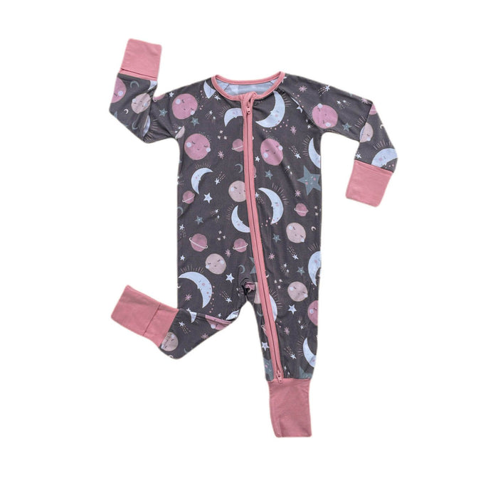 Pink To the Moon & Back Bamboo Convertible Romper/Sleeper